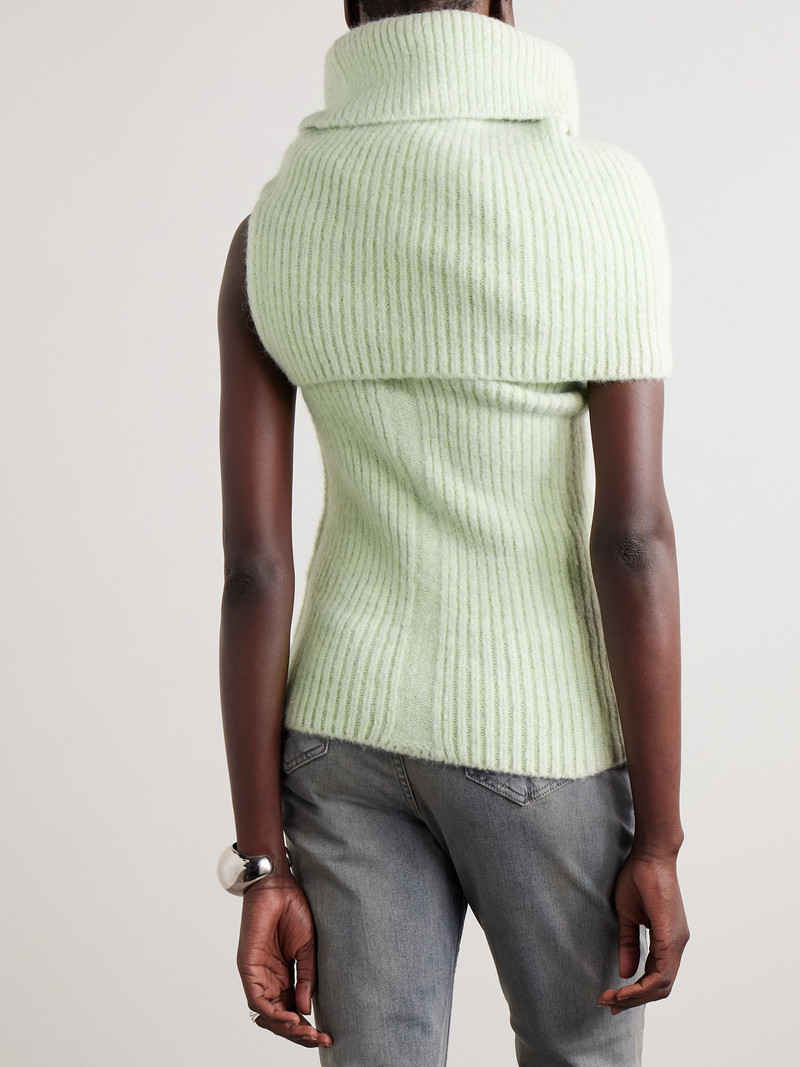 Draped Ribbed-knit Turtleneck Sweater 3