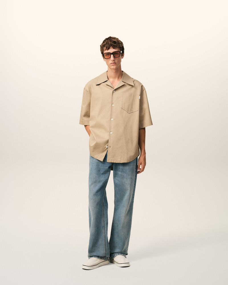 AMI Paris BEIGE COTTON SHORT SLEEVE CAMP COLLAR WIDE SHIRT outlook