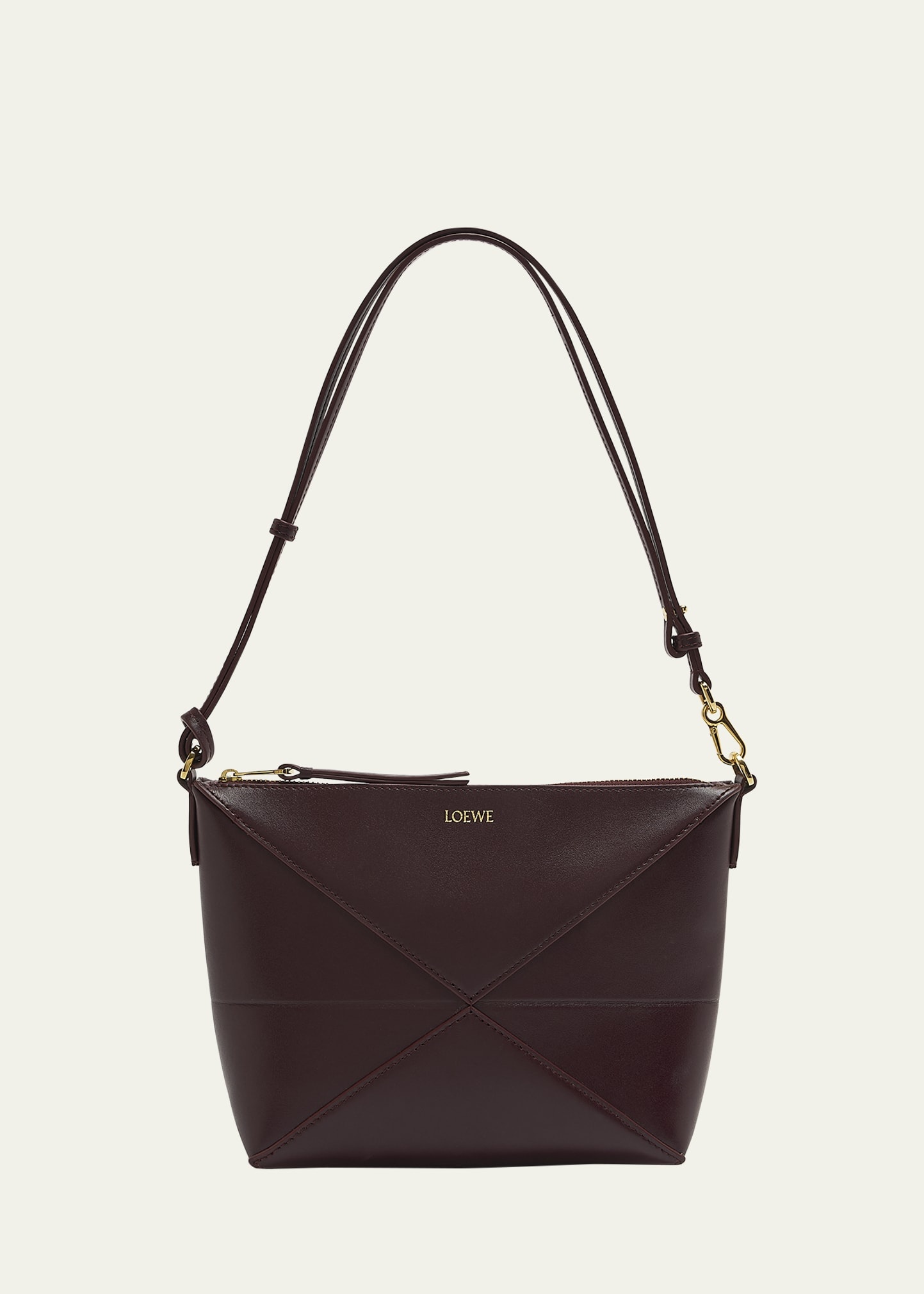 Puzzle Fold Leather Pouch Shoulder Bag - 1
