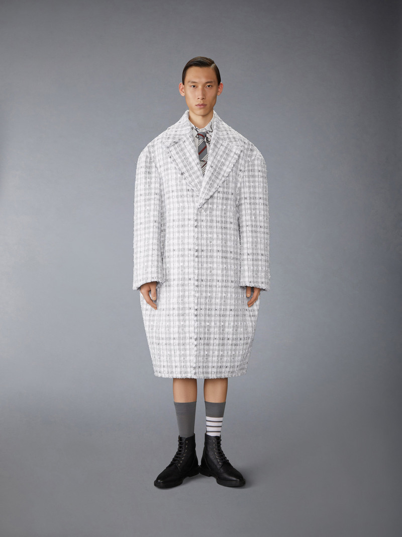 Thom Browne GINGHAM RIBBON TWEED COCOON COAT outlook