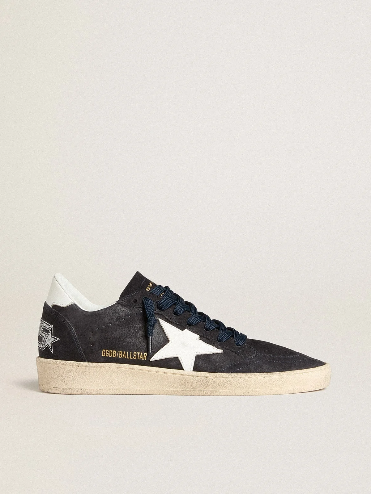 Ball Star in dark blue suede with leather star and heel tab - 1