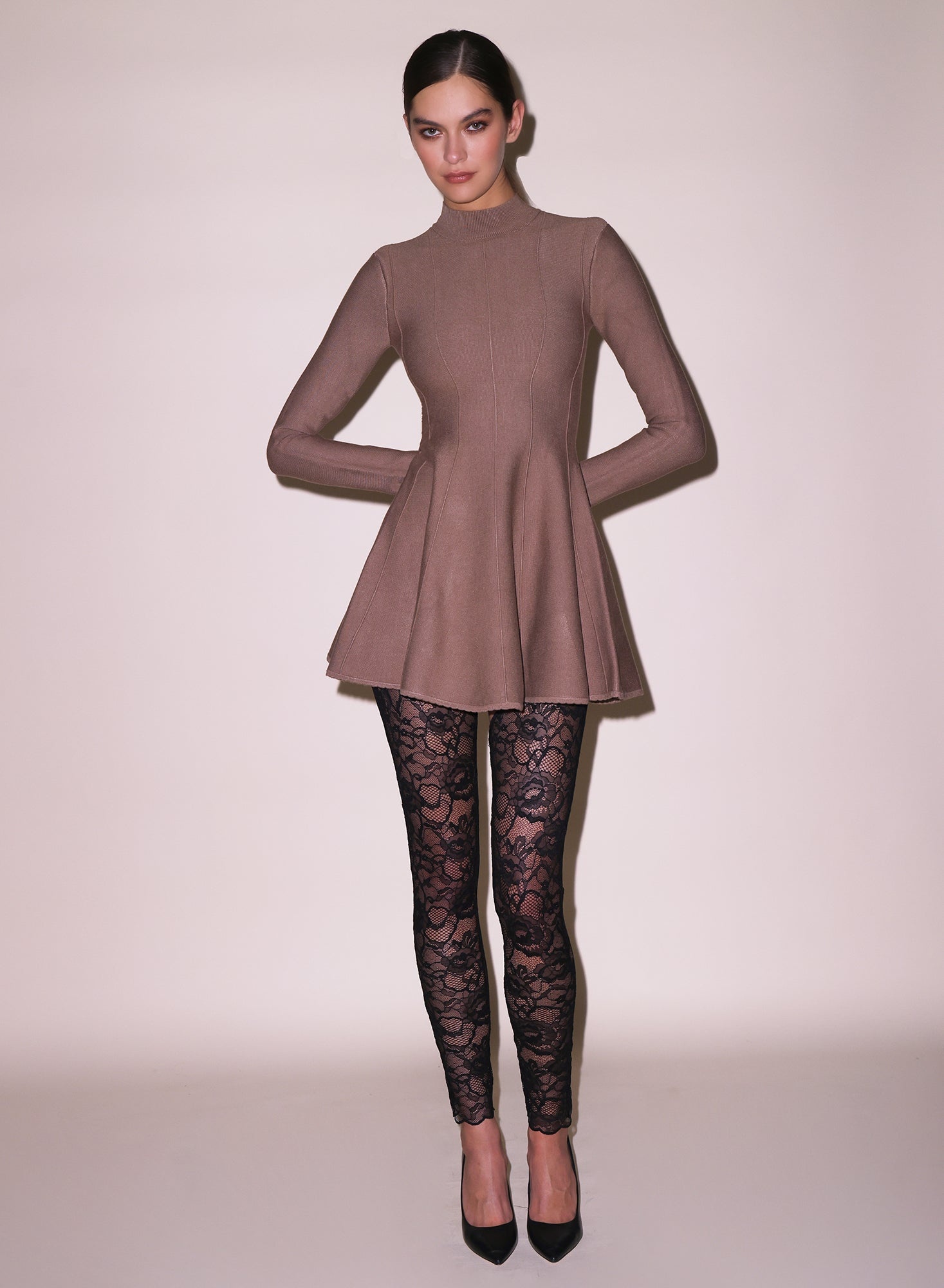 Long Sleeve Flared Corset Dress - 7