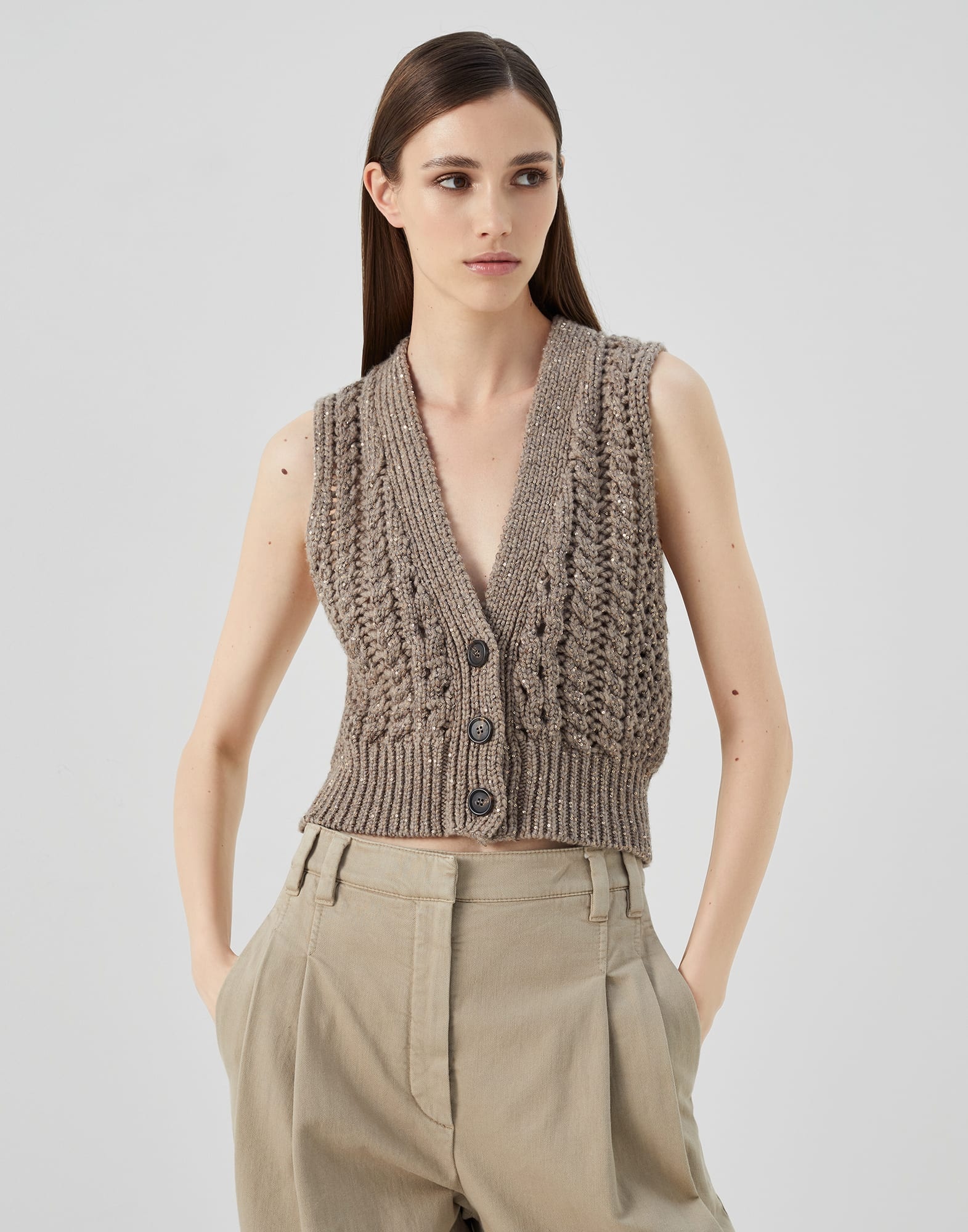 Feather Knit Vest-