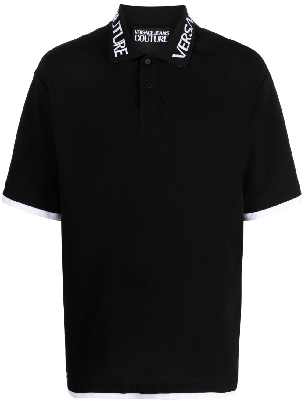 logo-intarsia cotton polo shirt - 1