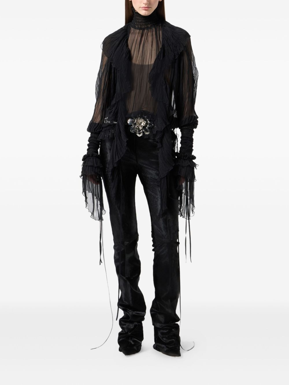 high-neck lace blouse - 2