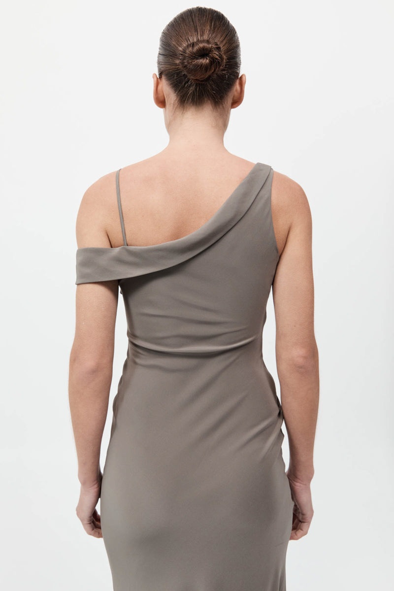Silk Drape Dress - Slate - 8