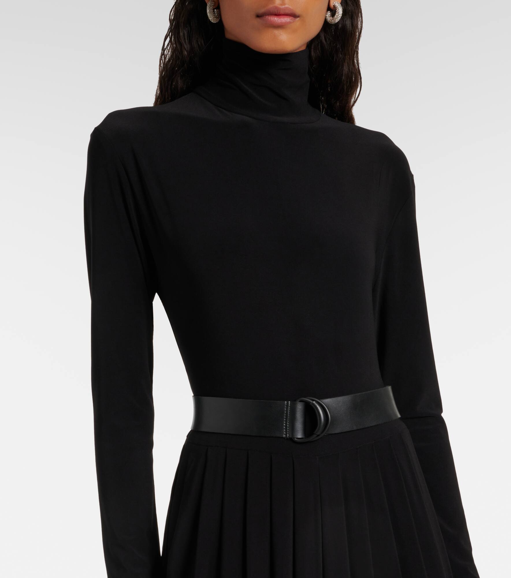 Draped turtleneck midi dress - 4