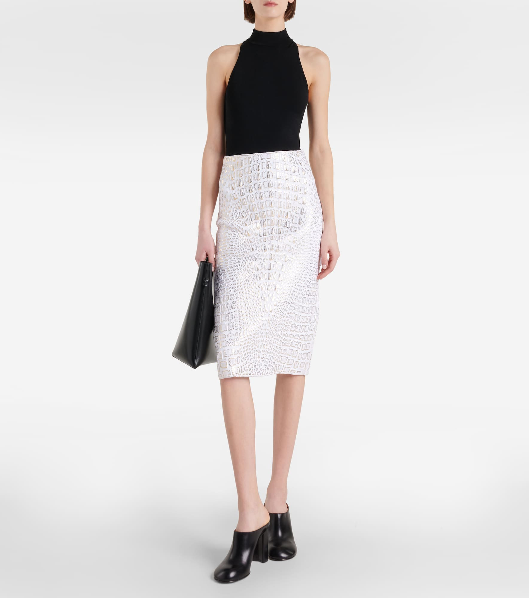 High-rise snake-print pencil skirt - 2