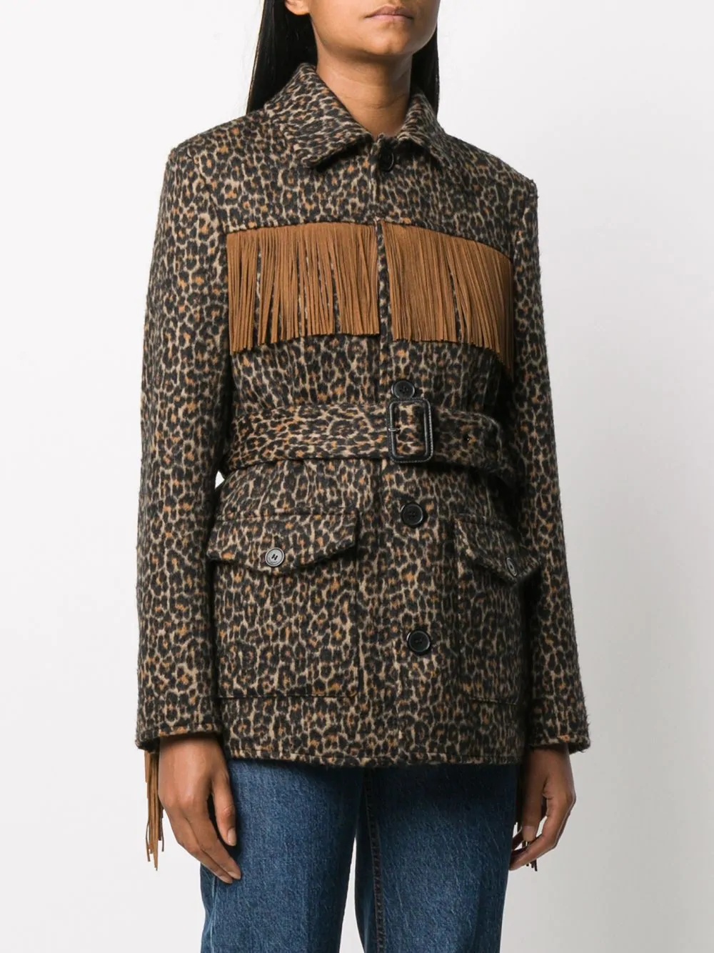 leopard print tasselled jacket - 3