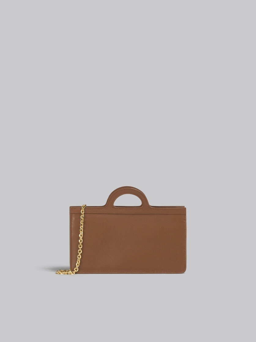 BROWN LEATHER TROPICALIA LONG WALLET WITH CHAIN STRAP - 3