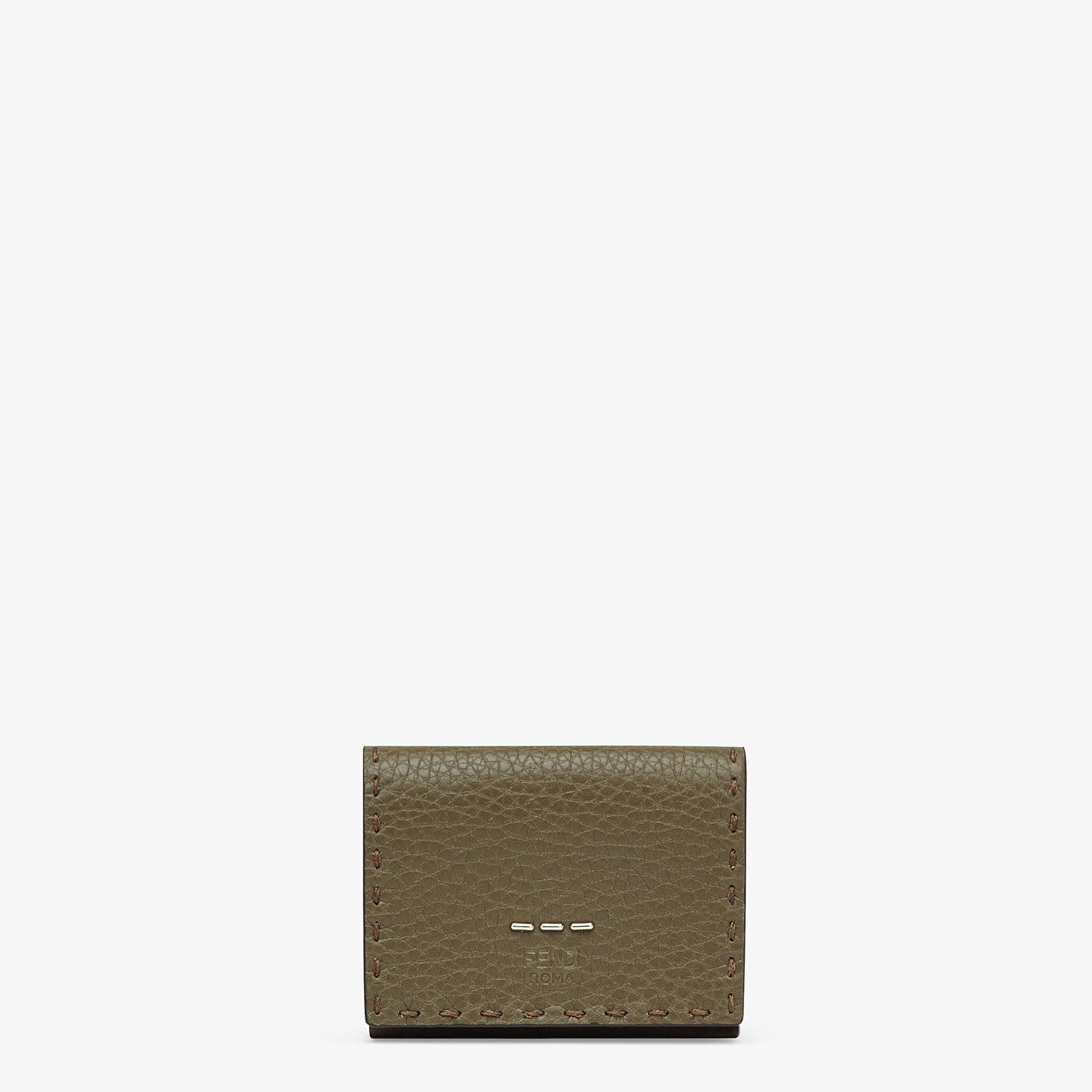 Green leather tri-fold wallet - 1