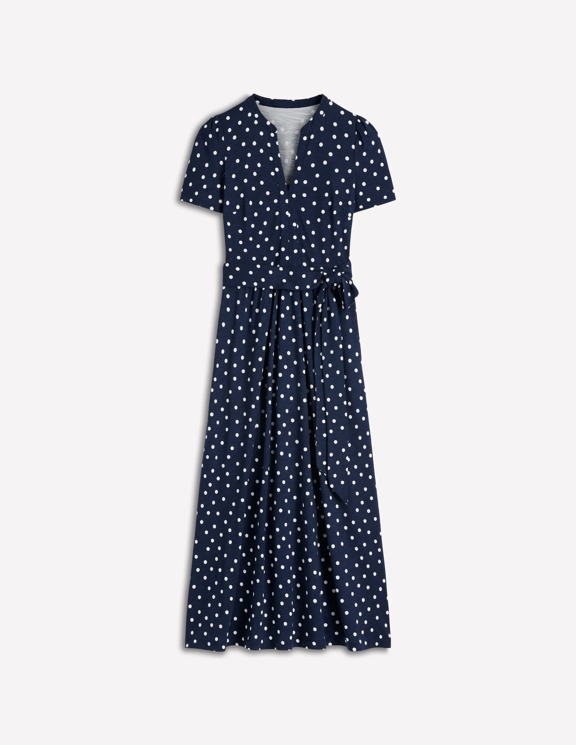 Naomi Jersey Midi Dress-Navy and Ivory, Painted Dot - 1