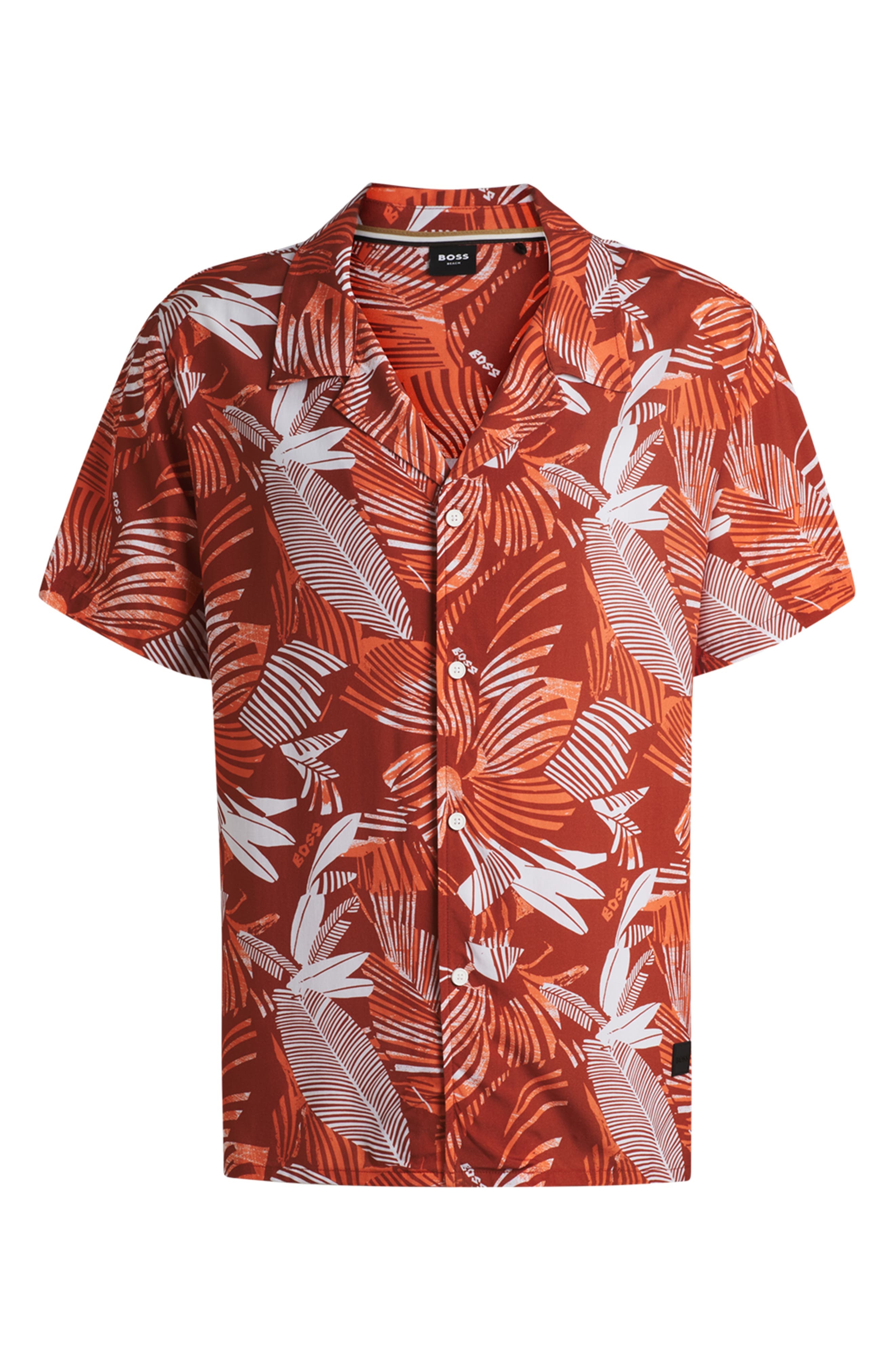 BOSS Beach Camp Shirt in Bright Orange at Nordstrom - 5
