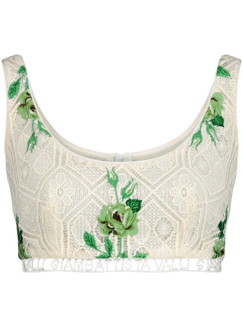 Pensées Sauvages floral-embroidered crop top - 1