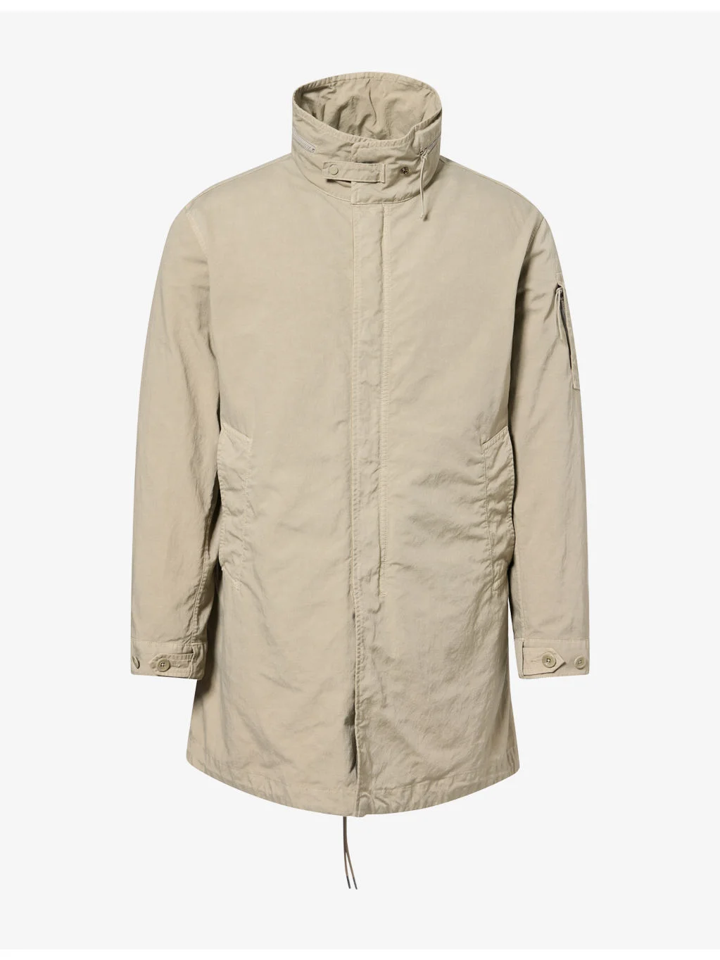 Hooded Fishtail Twill Parka Jacket - 1