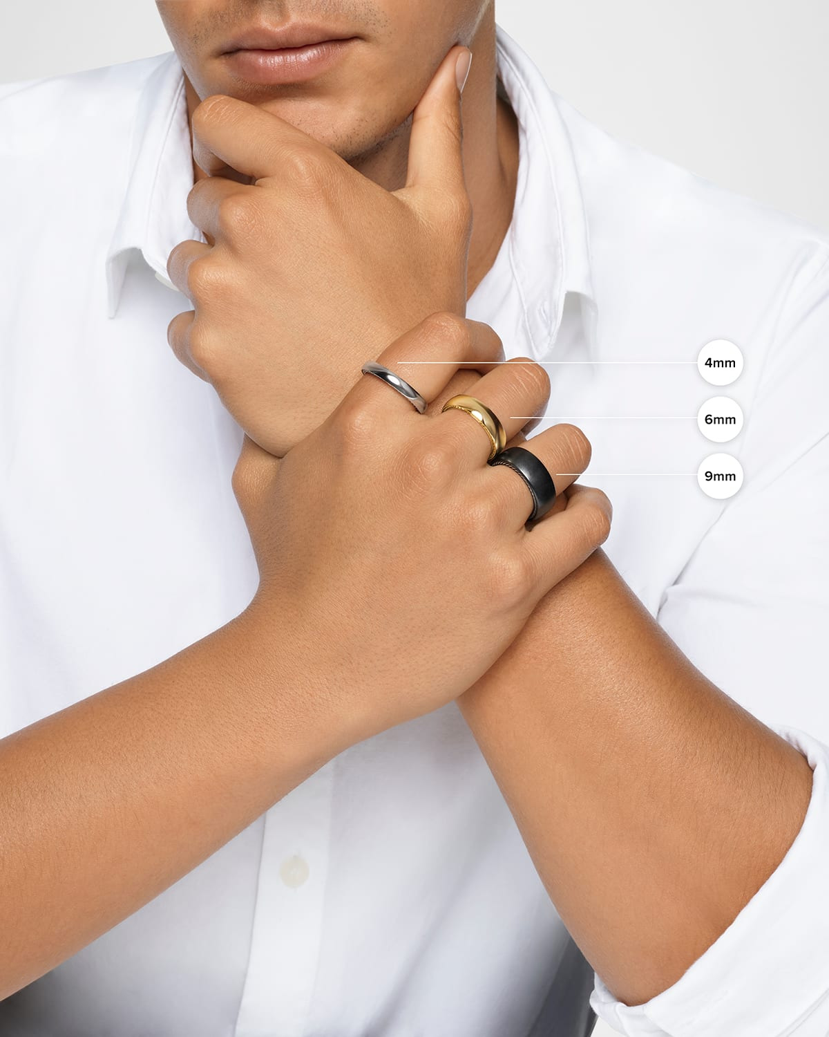 Men's Streamline Beveled Band Ring in Black Titanium, 8.5mm - 4