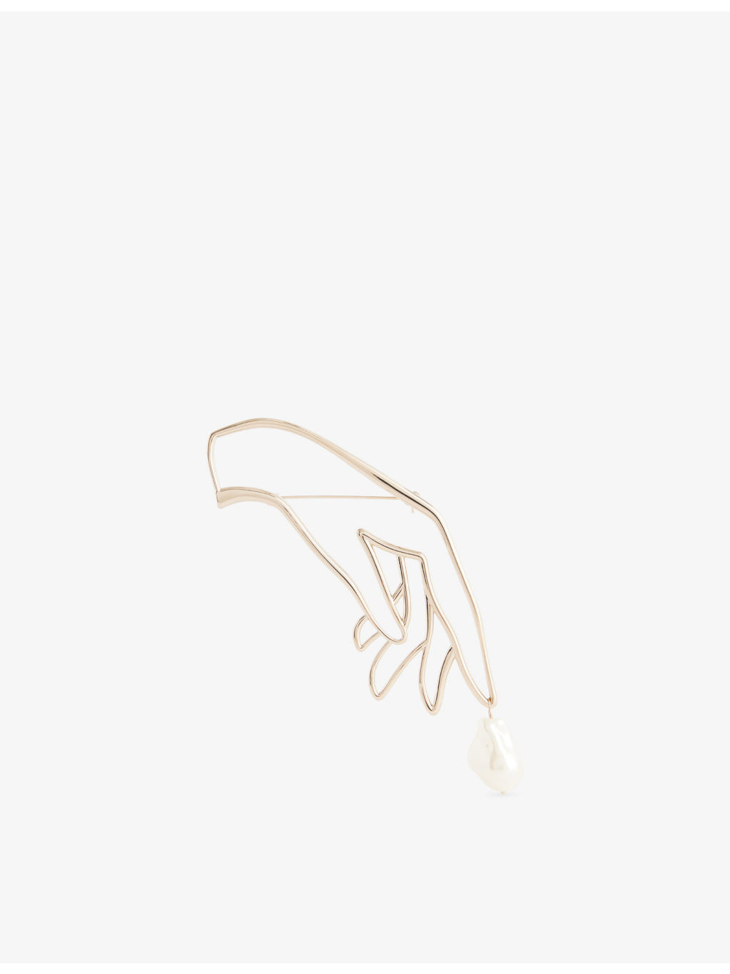Hand Brass And Pearl Brooch - 1