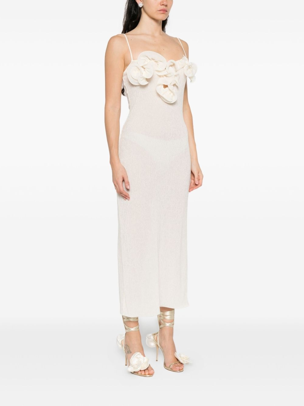 floral-appliqué midi dress - 3