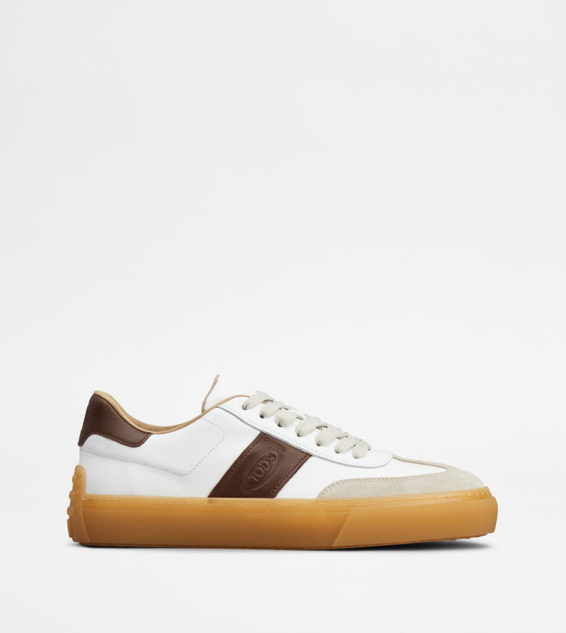 TOD'S SNEAKERS IN LEATHER - WHITE, BEIGE, BROWN 1