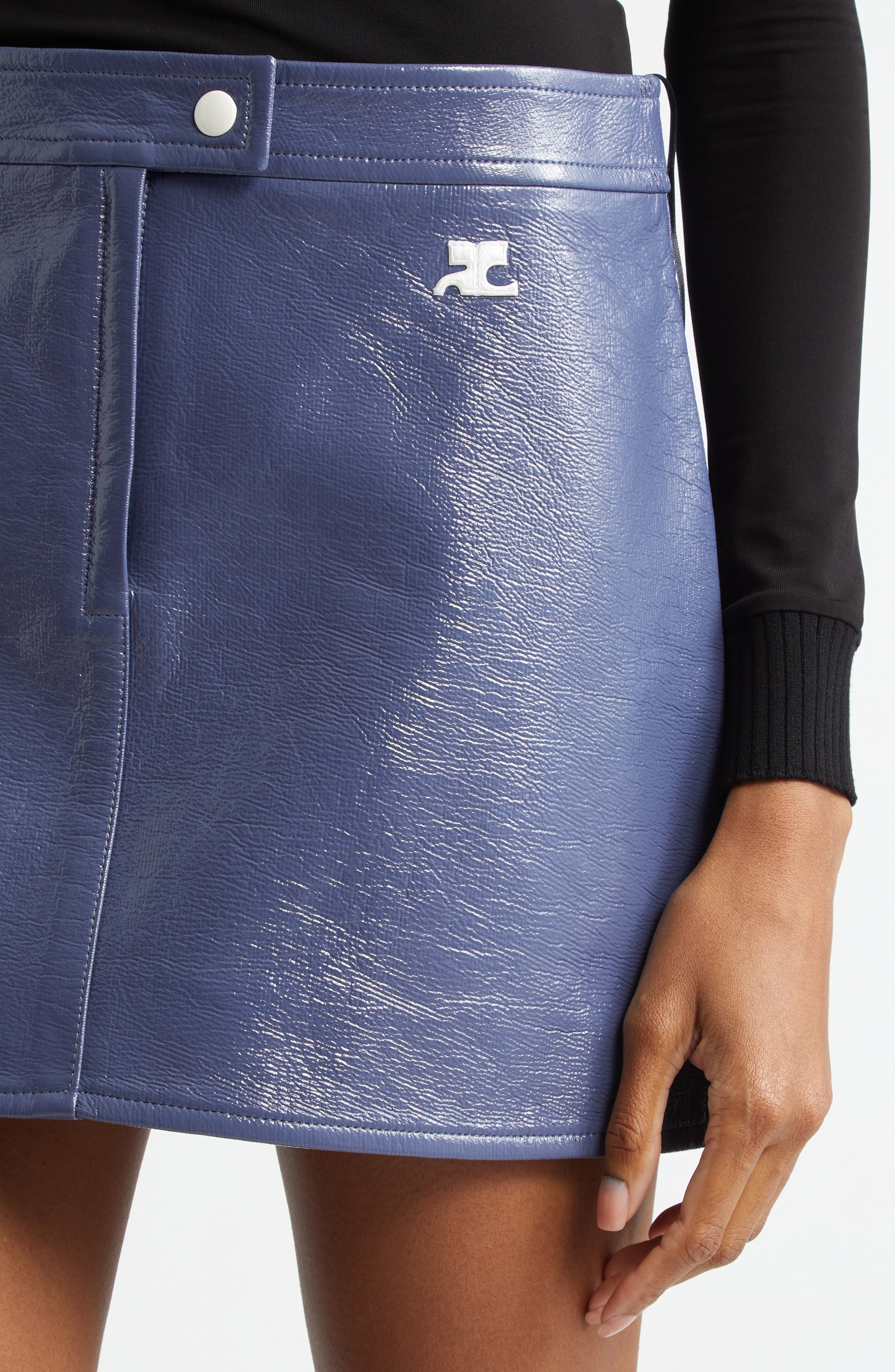 Courrèges Re-Edition Vinyl Miniskirt in Dusk Blue at Nordstrom - 5