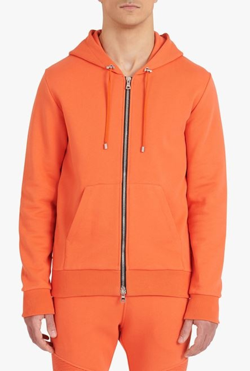 Orange cotton sweatshirt with black Balmain logo 5