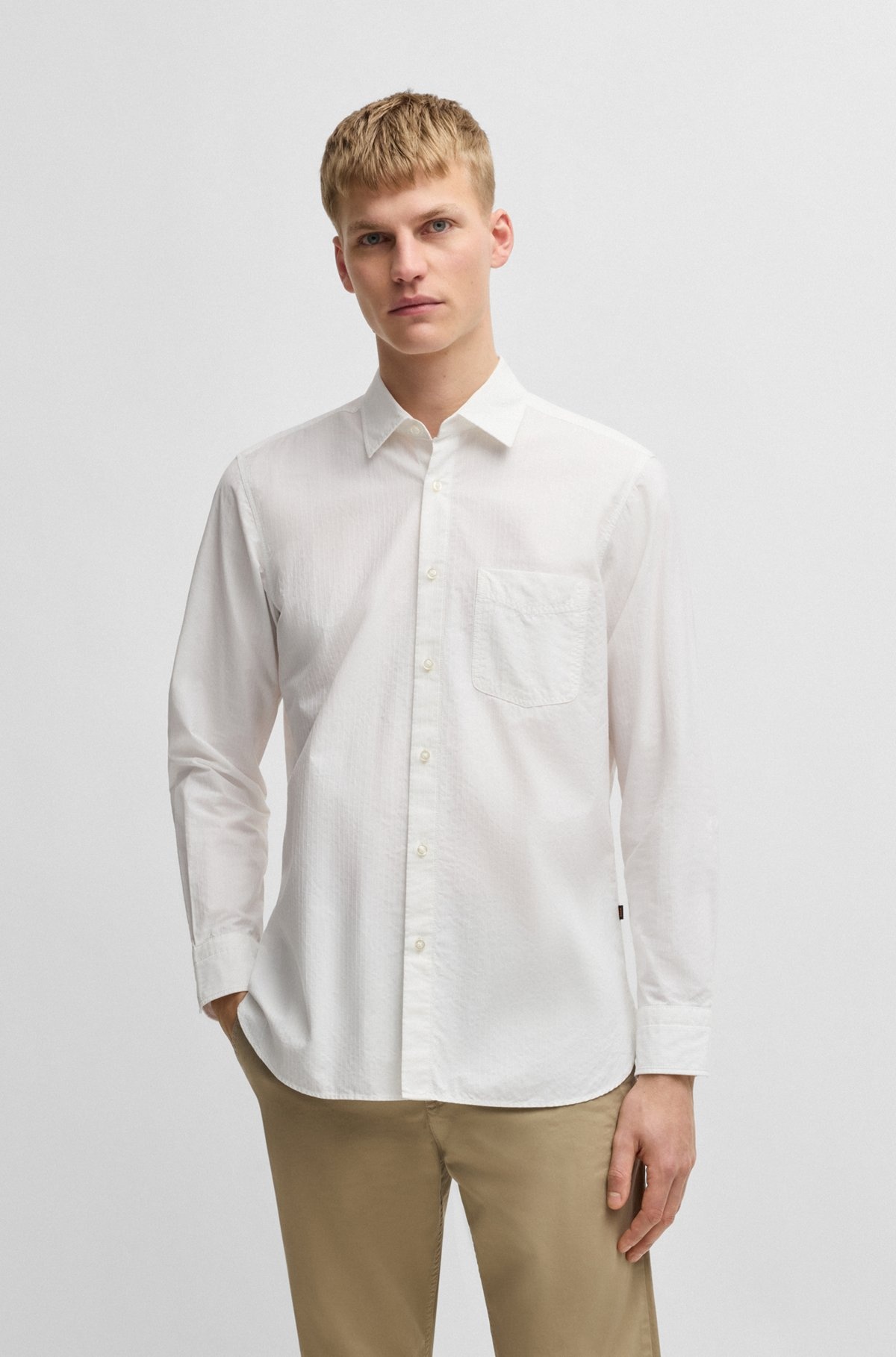 REGULAR-FIT SHIRT IN COTTON DOBBY - 2
