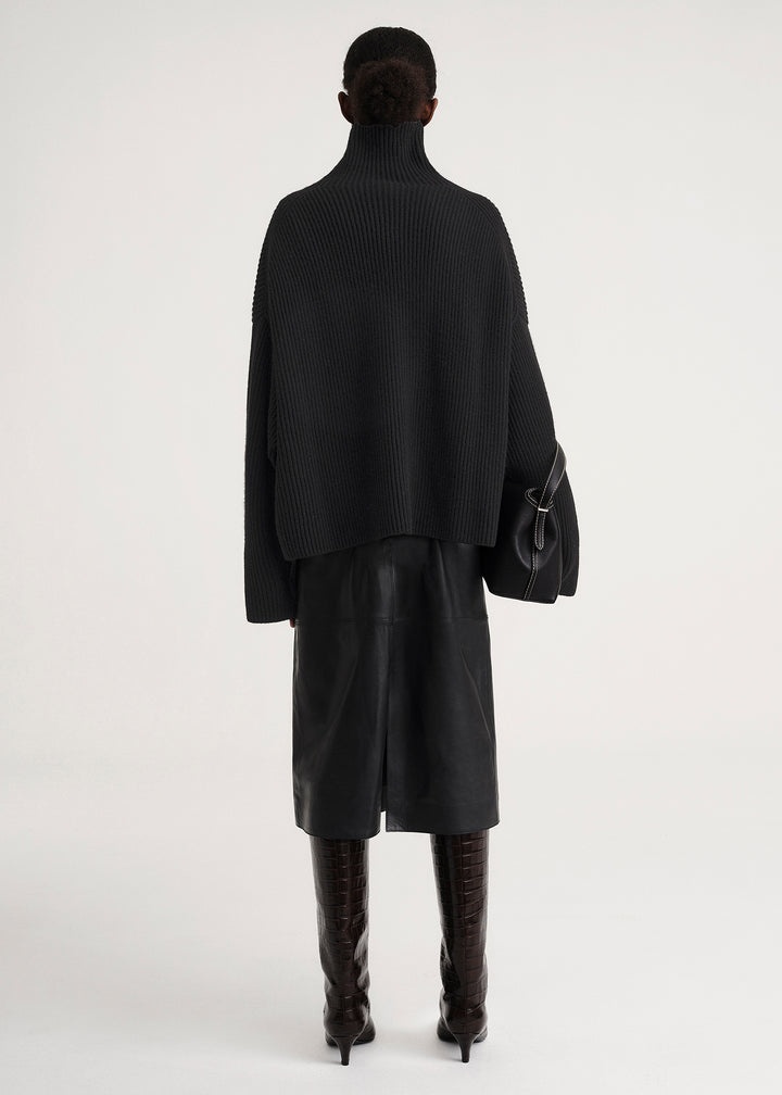 Wool-blend rib knit black - 3