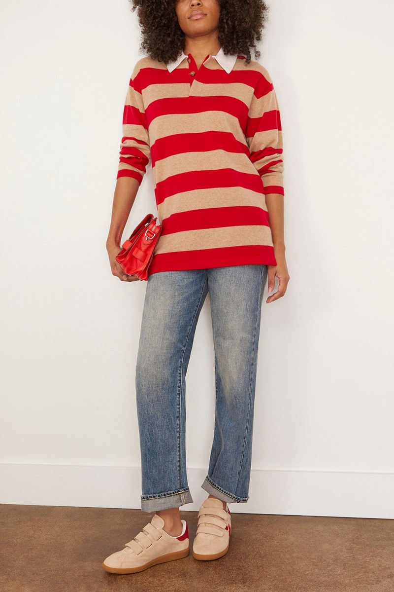 GUEST IN RESIDENCE Rugby Sweater in Dune/True Red Stripe outlook