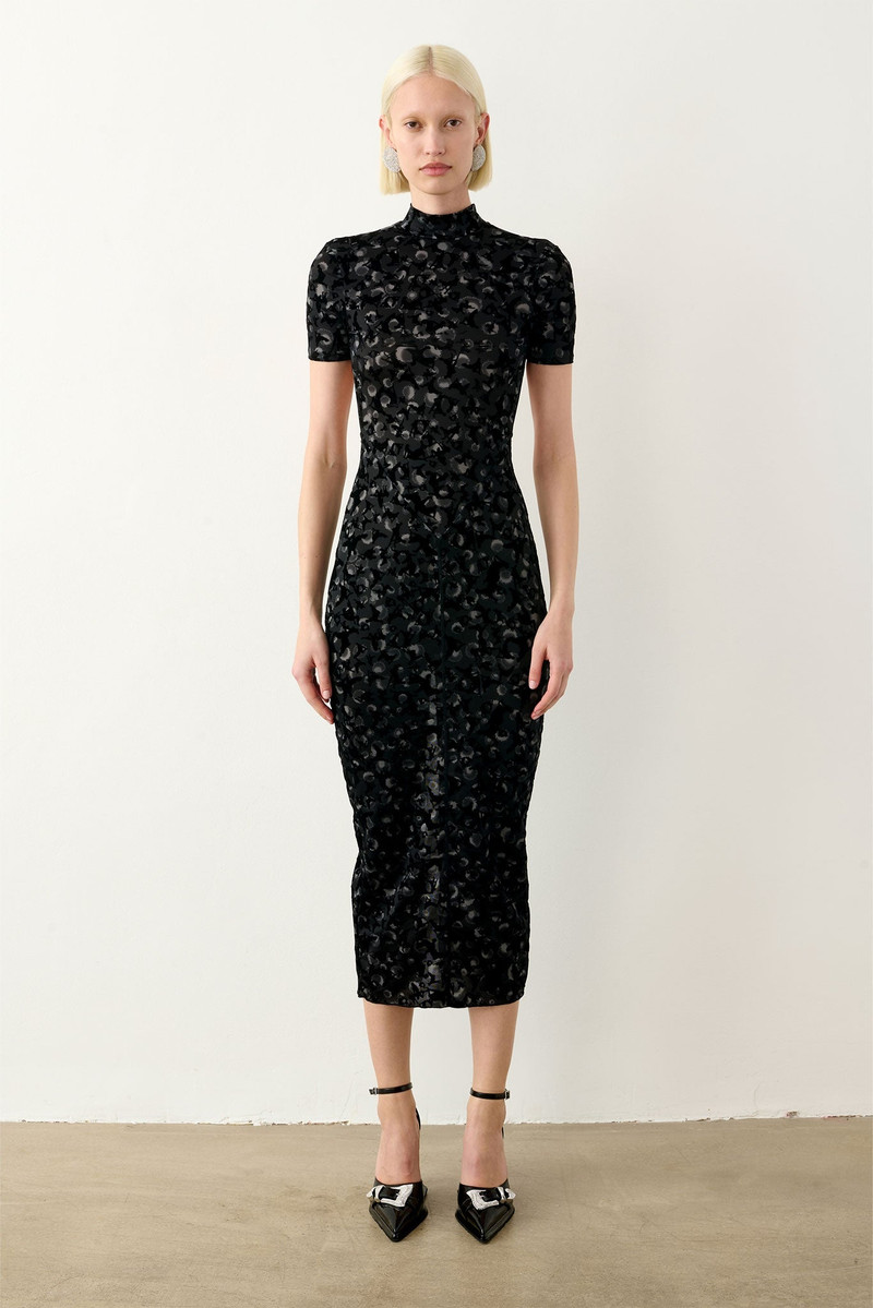 POSTER GIRL KNOCKOUT DRESS BLACK LEOPARD PRINT outlook