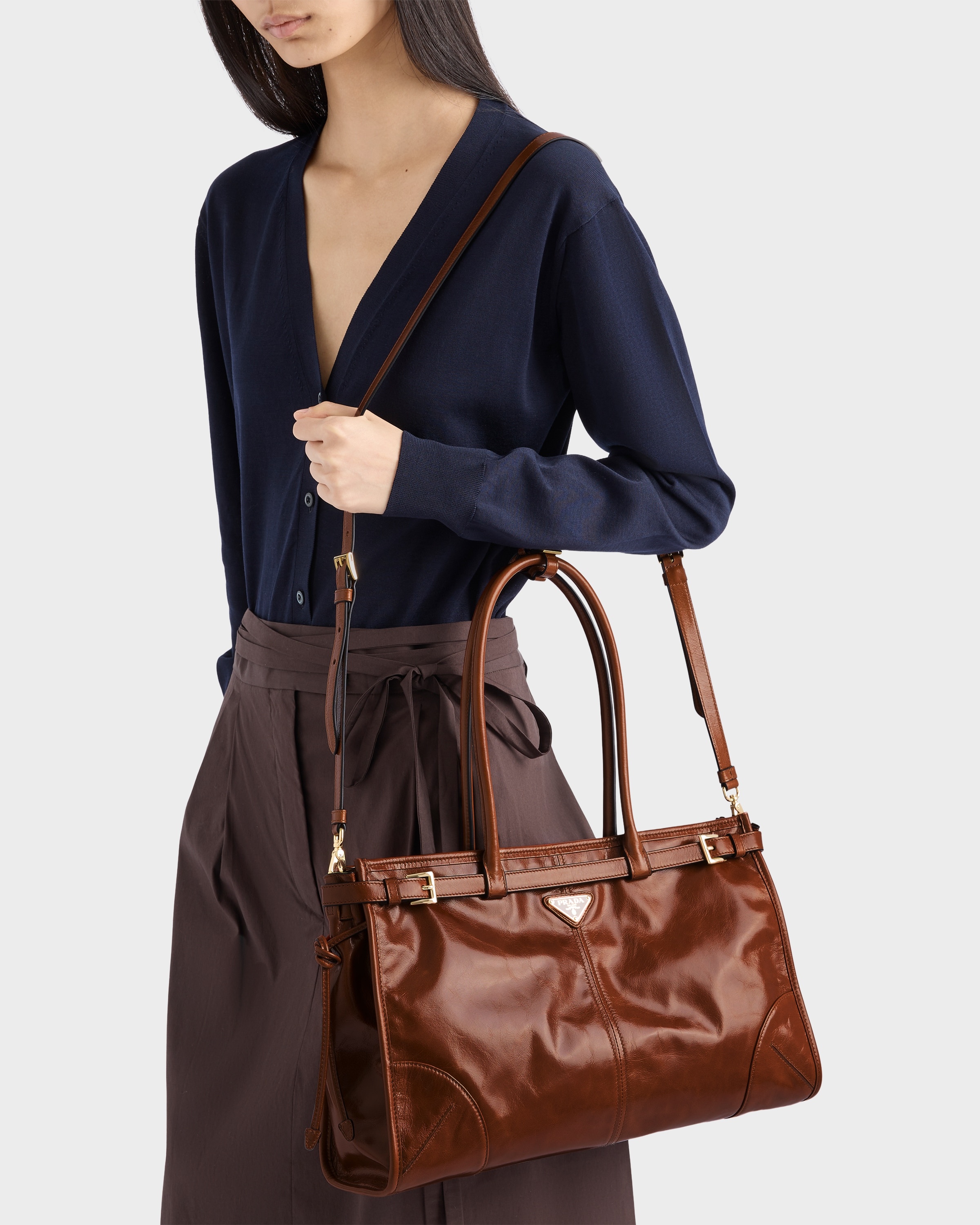 Prada Bonnie large leather handbag - 9