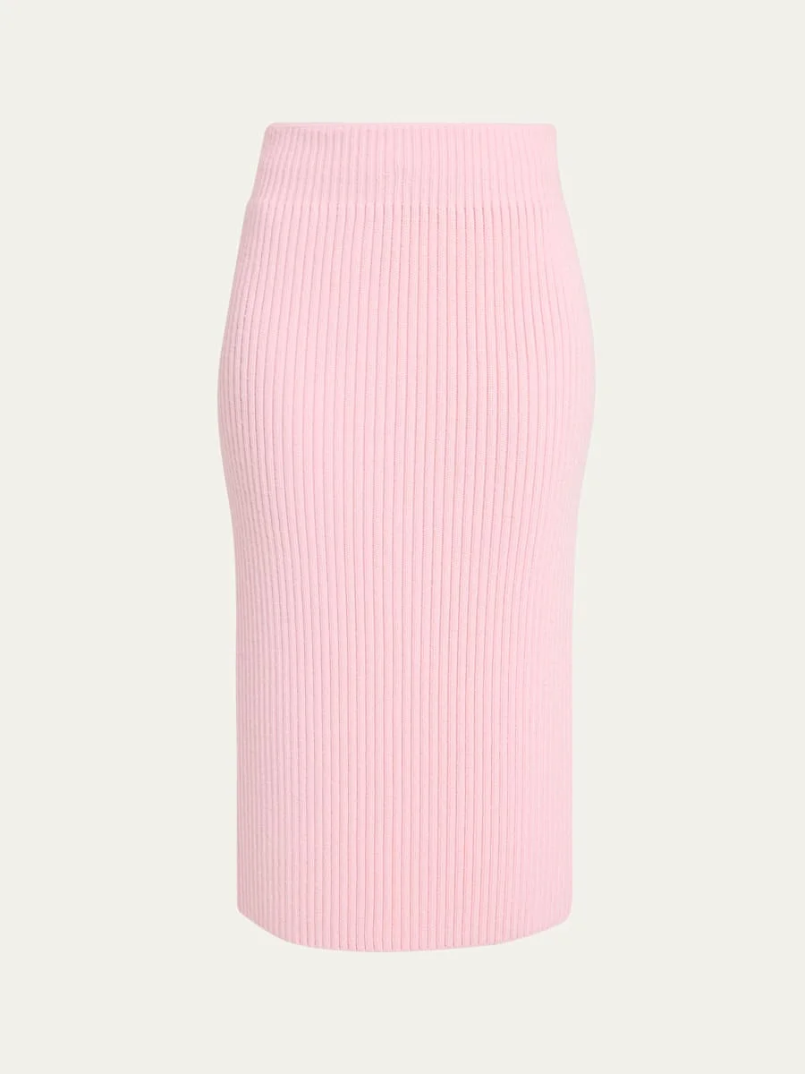 Ribbed Knit Midi Skirt - 1