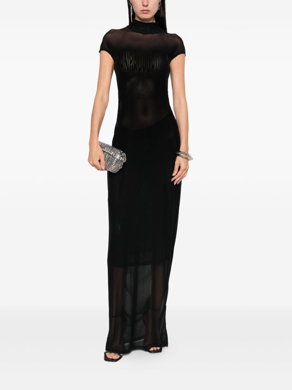 mesh-panelled maxi dress - 2