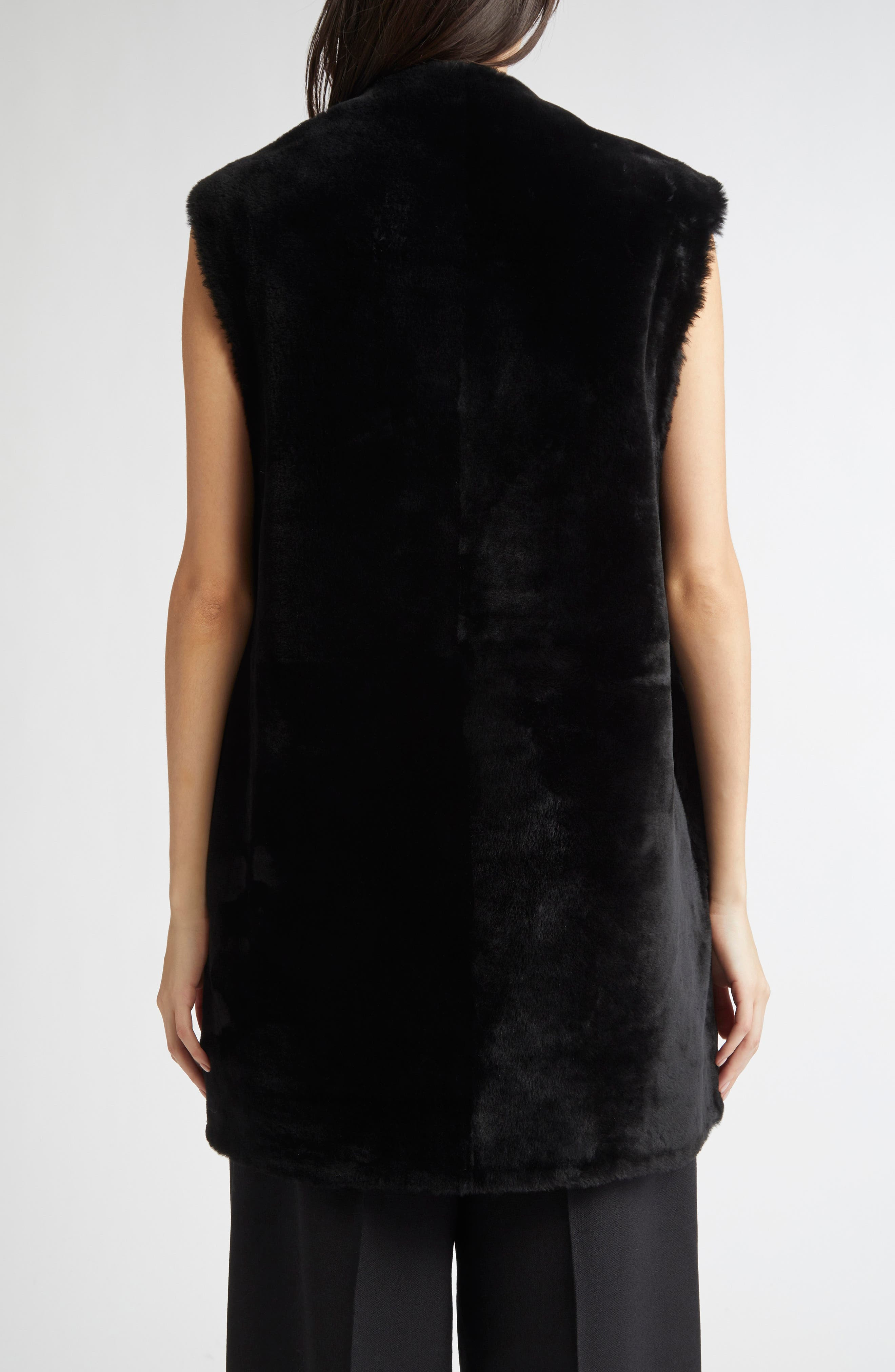 TOTEME Plush Genuine Shearling Vest in Black at Nordstrom - 3