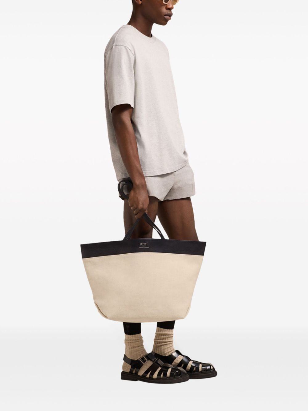 logo-plaque panelled tote bag - 2