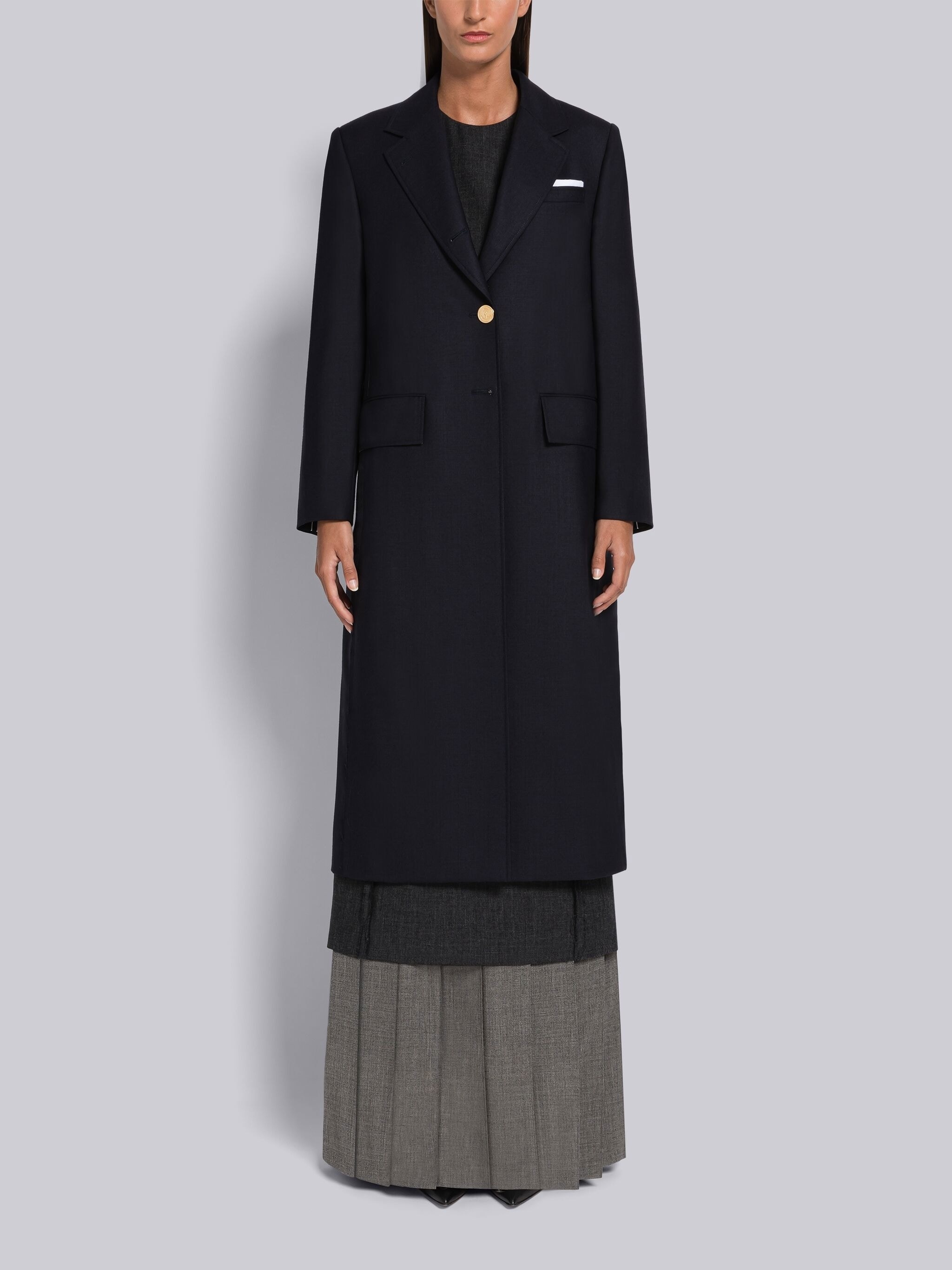 2-Ply Fresco Raw Edge Wide Lapel Overcoat - 1