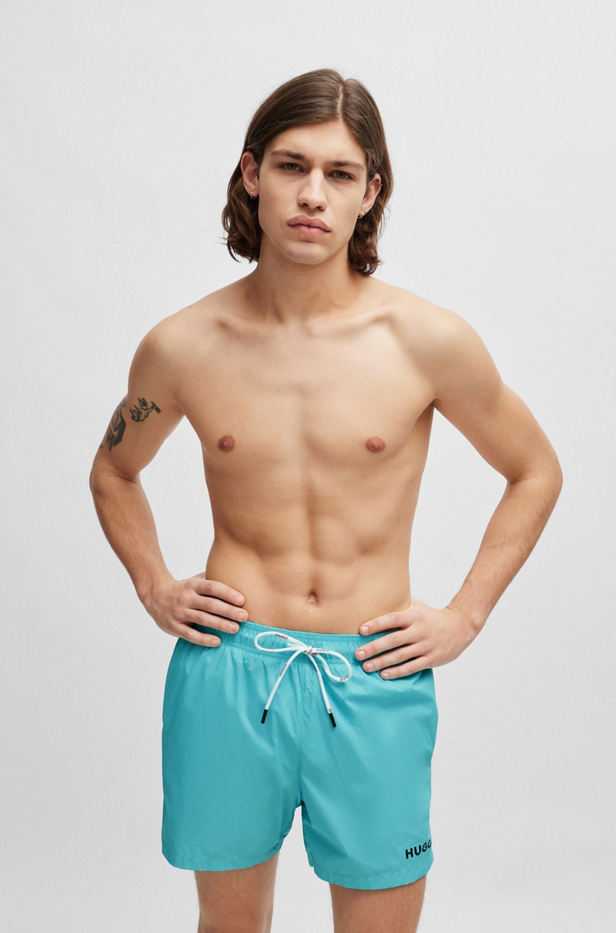 FULLY LINED SWIM SHORTS WITH LOGO PRINT - 2