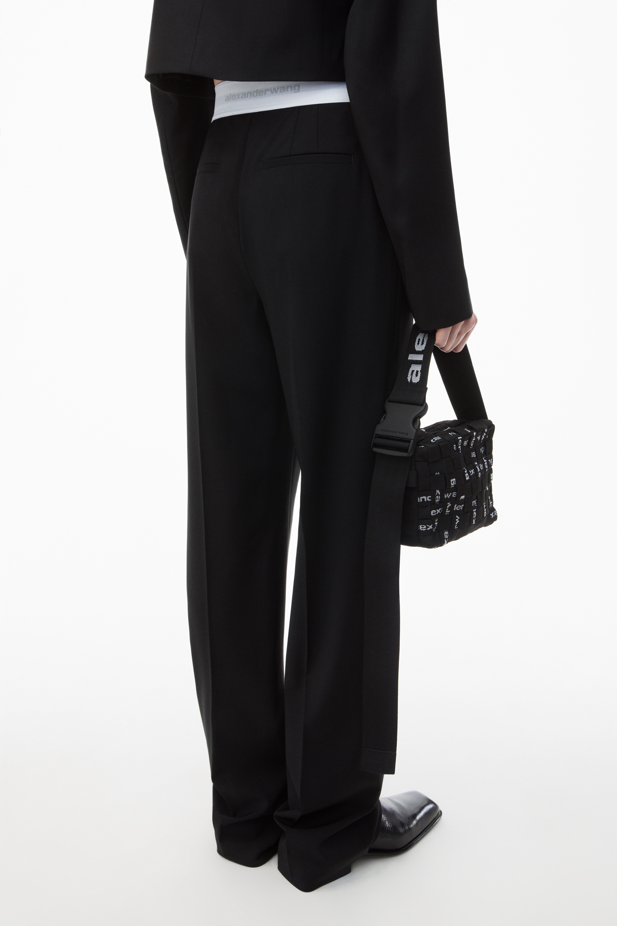 High-Waist Pleated Pant with Logo Elastic - 5