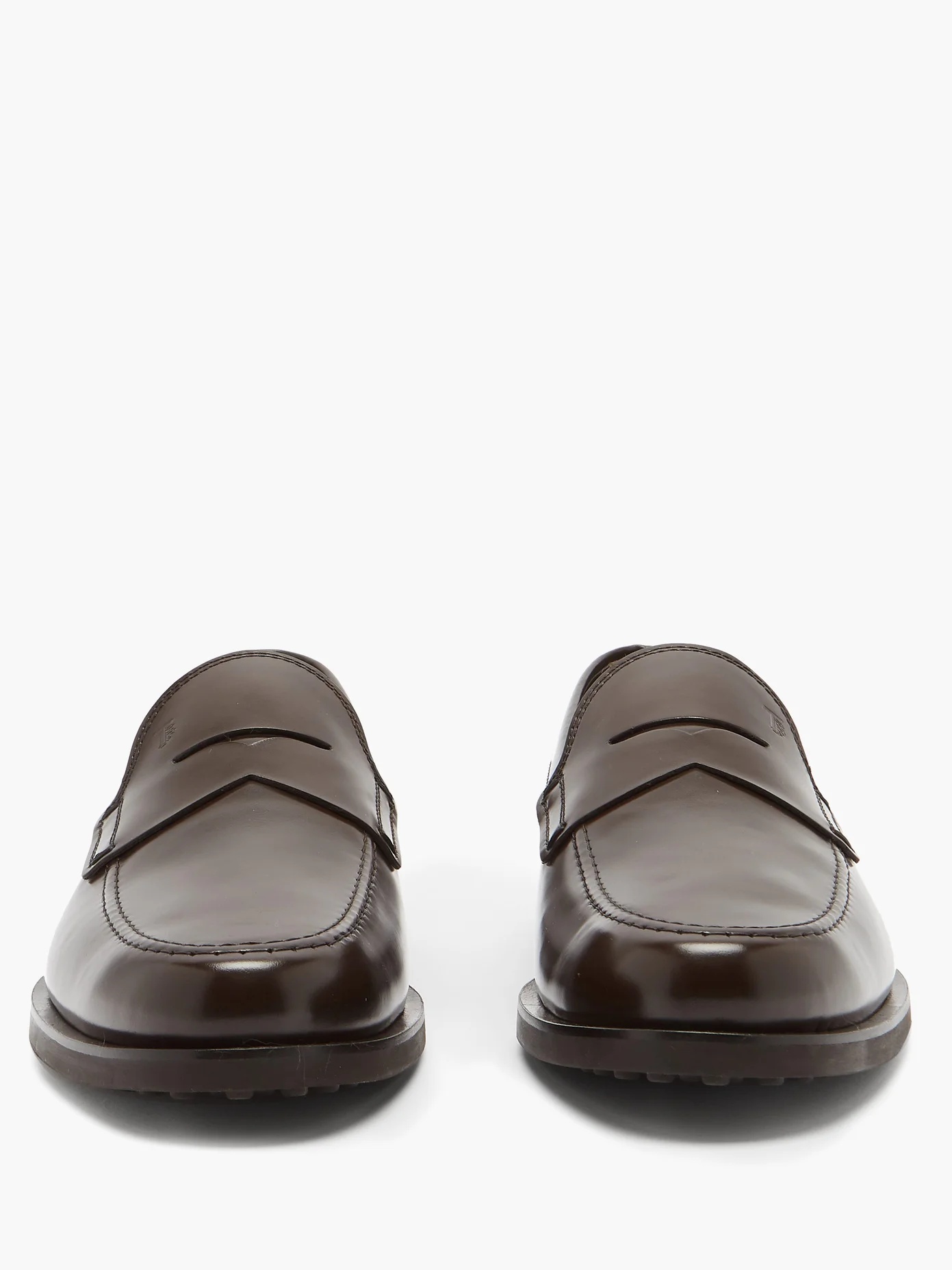 Logo-debossed leather penny loafers - 5