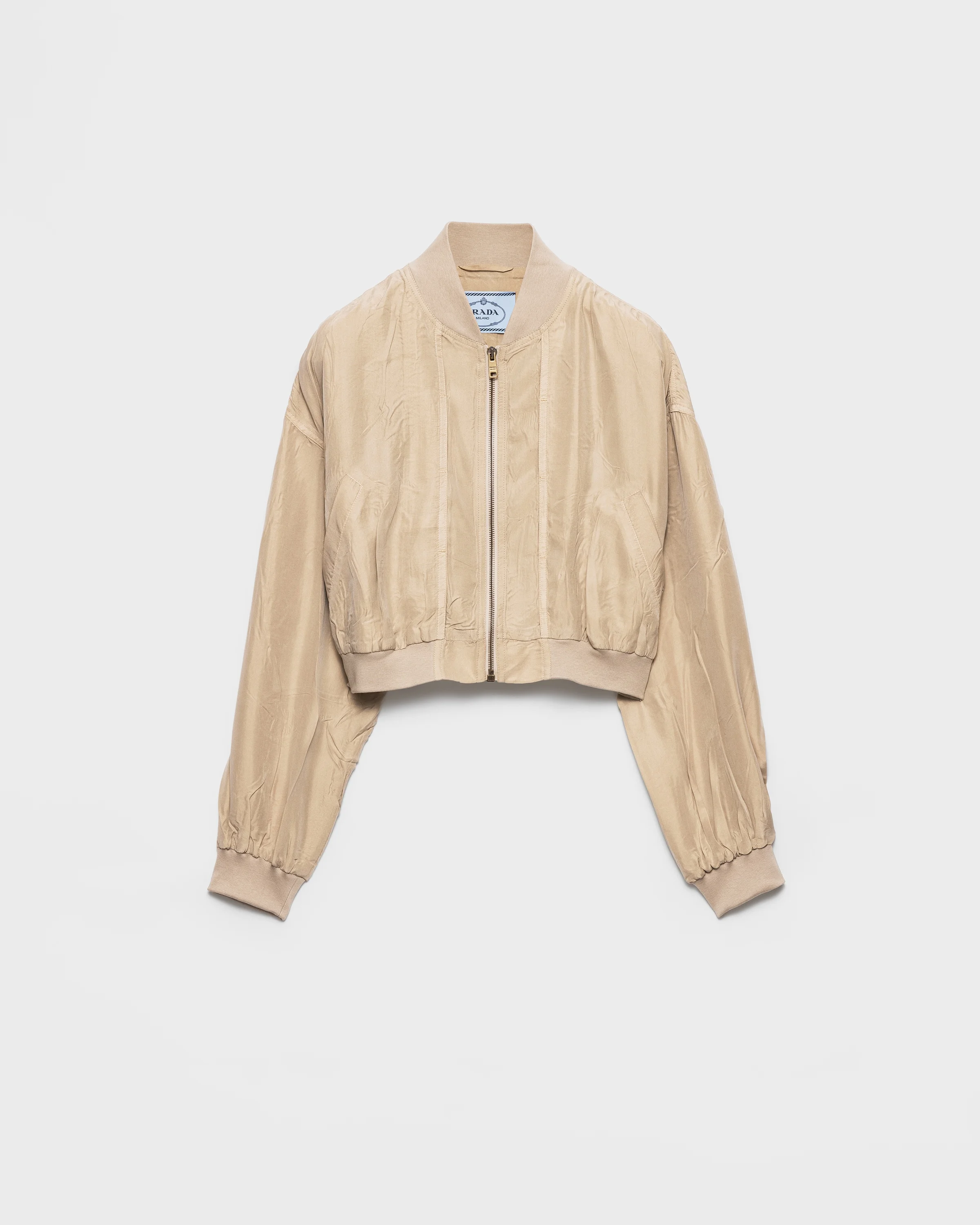 Cropped old silk bomber jacket - 1