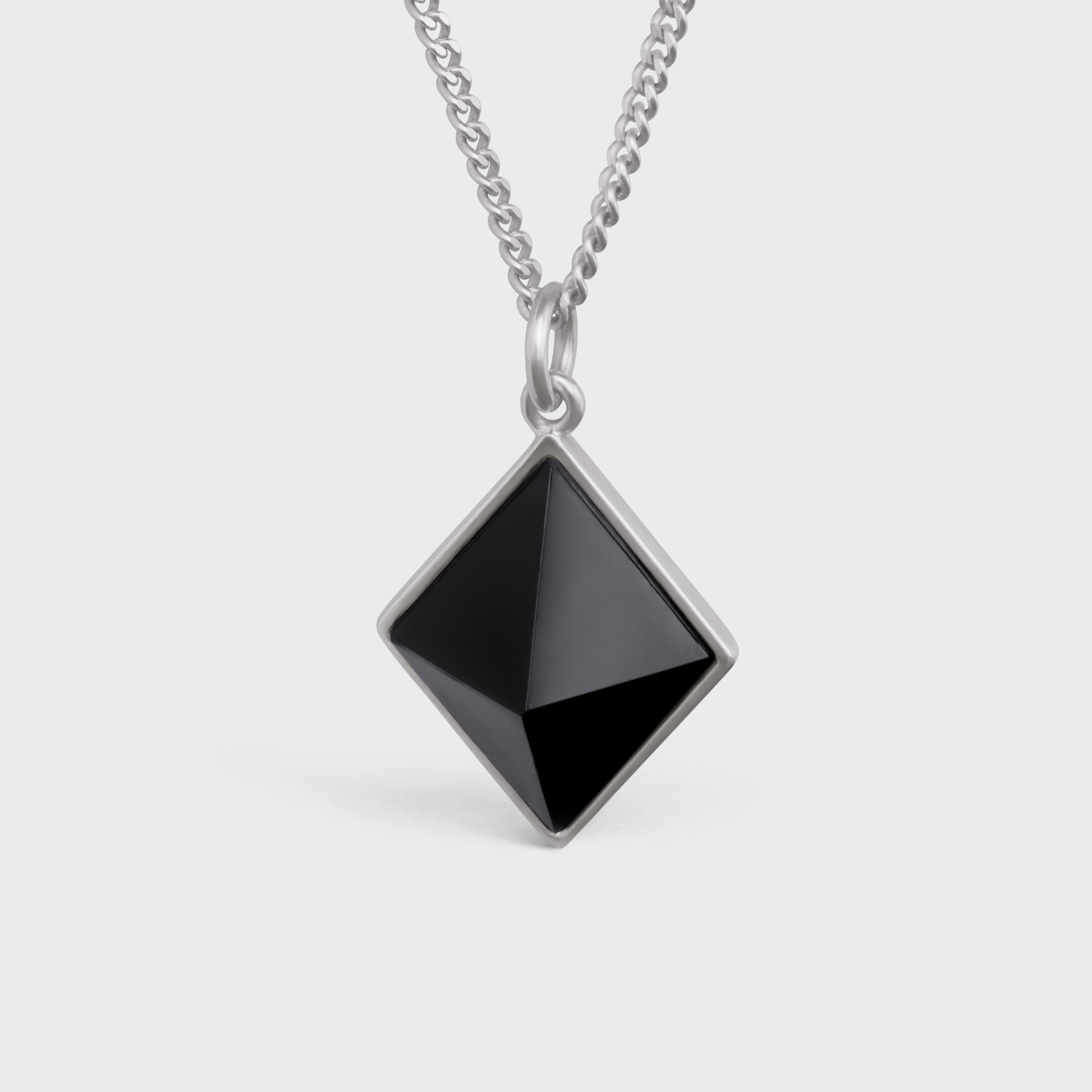 Celine Stud Necklace in Sterling Silver with Rhodium Finish and Onyx - 2