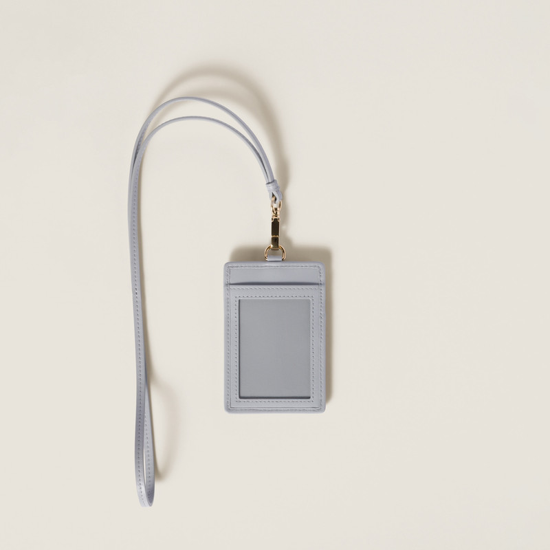 Miu Miu Matelassé nappa leather badge holder outlook