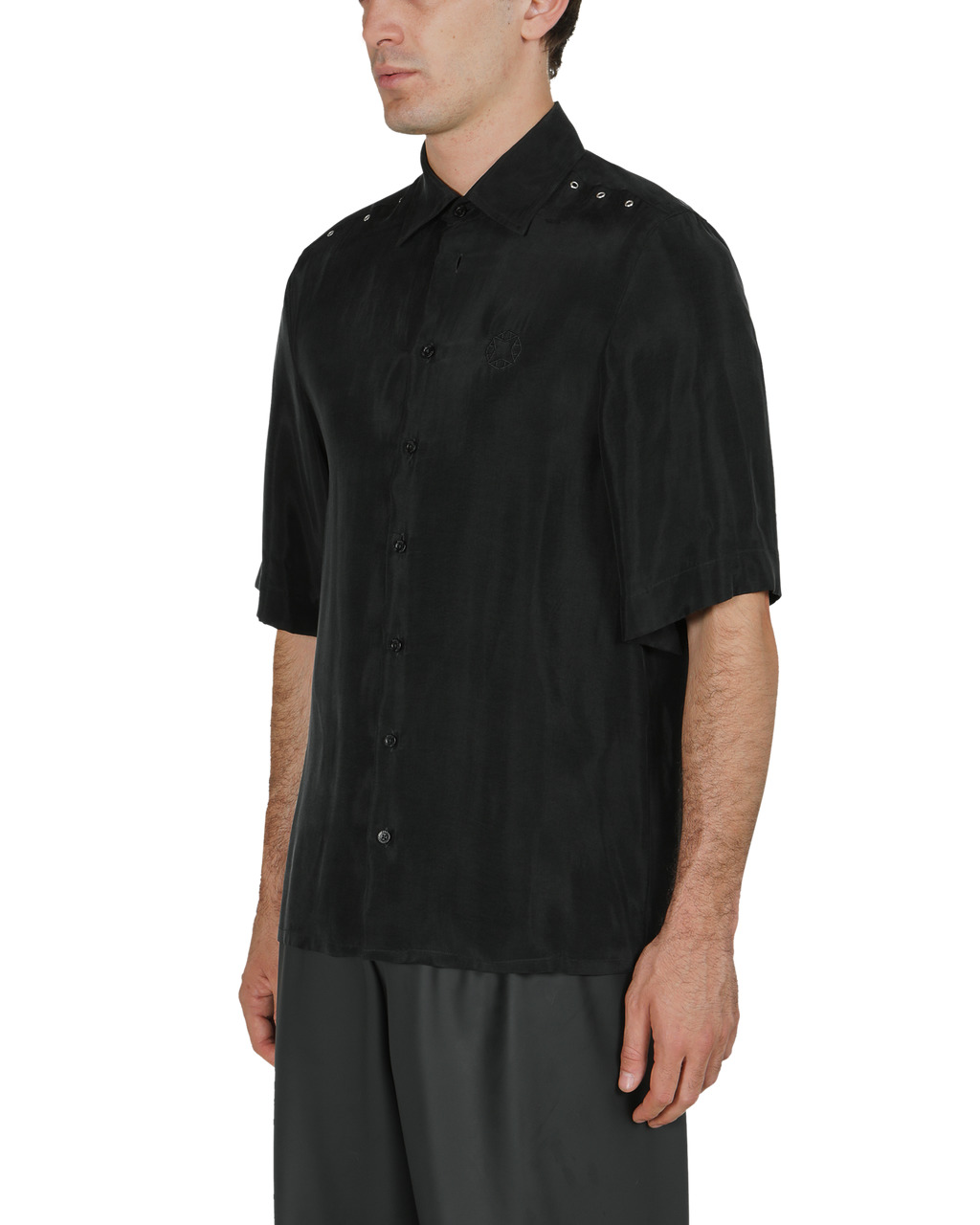 SHORT SLEEVE CUPRO SHIRT WITH EYELETS - 3