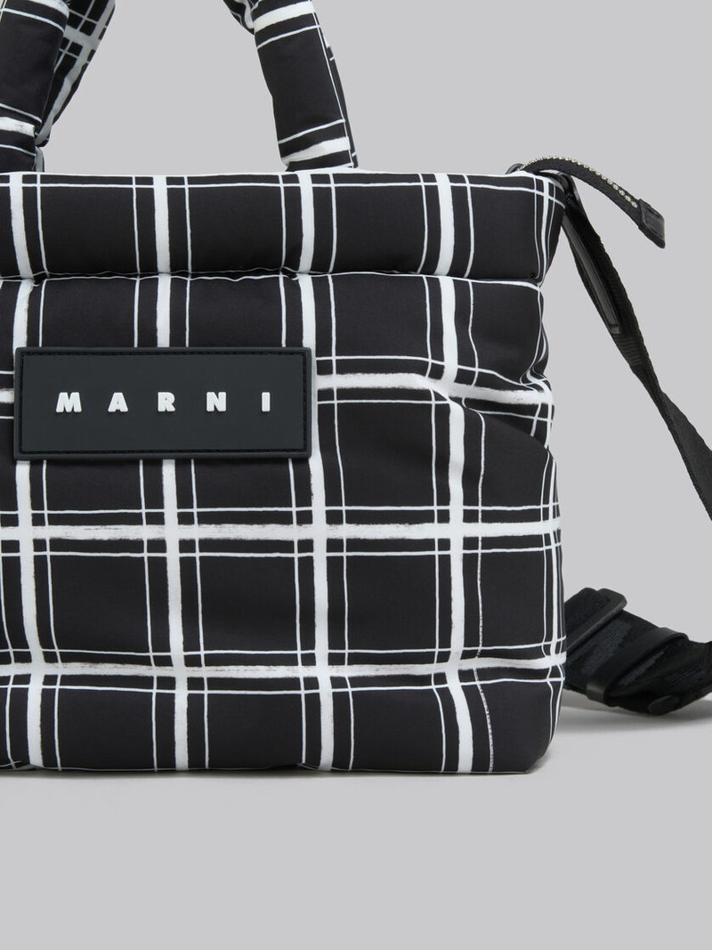 BLACK CHECKED PUFF MINI TOTE BAG 5