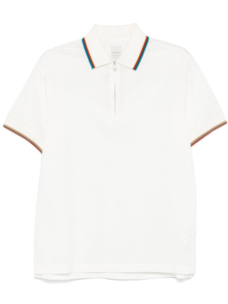 stripe-trim cotton polo shirt 1