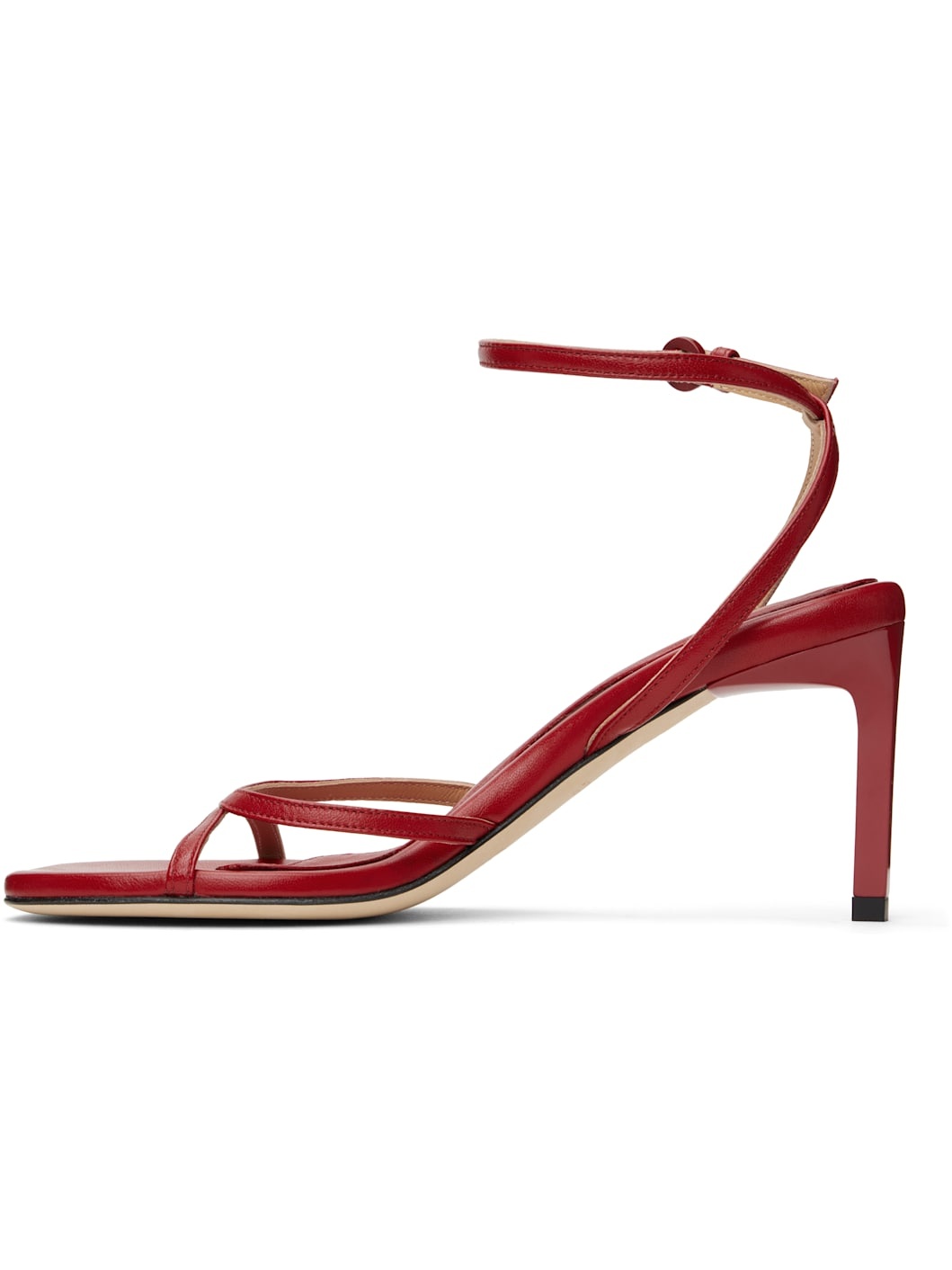Red Criss Leather Heeled Sandals - 3