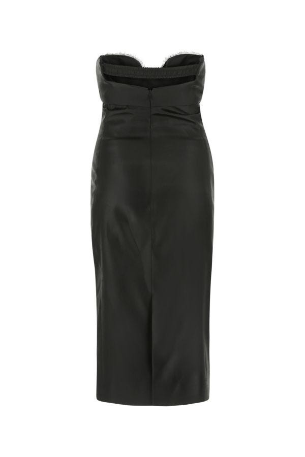 Saint Laurent Woman Black Satin Dress - 2