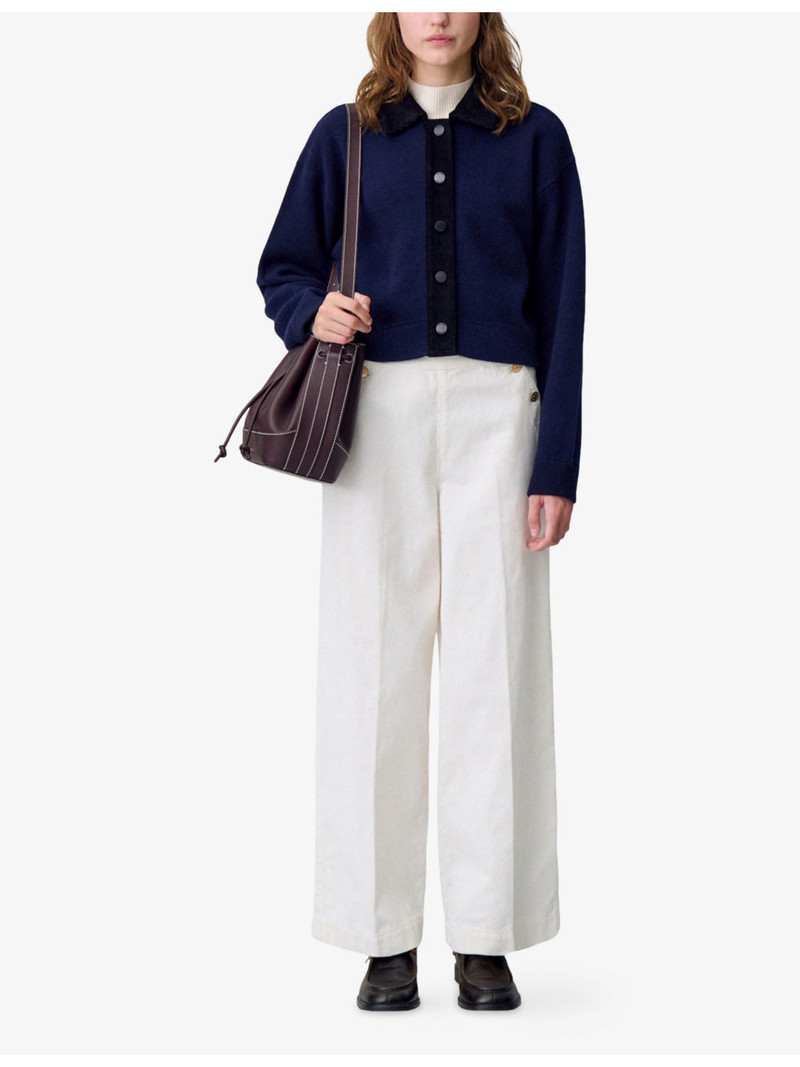 Claudie Pierlot Collared Regular-Fit Stretch Wool-Blend Cardigan outlook