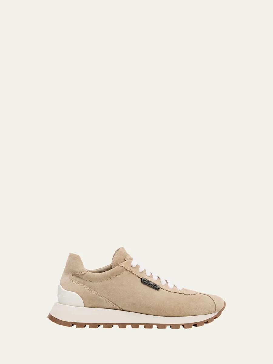 Suede Monili-Tab Runner Sneakers - 1