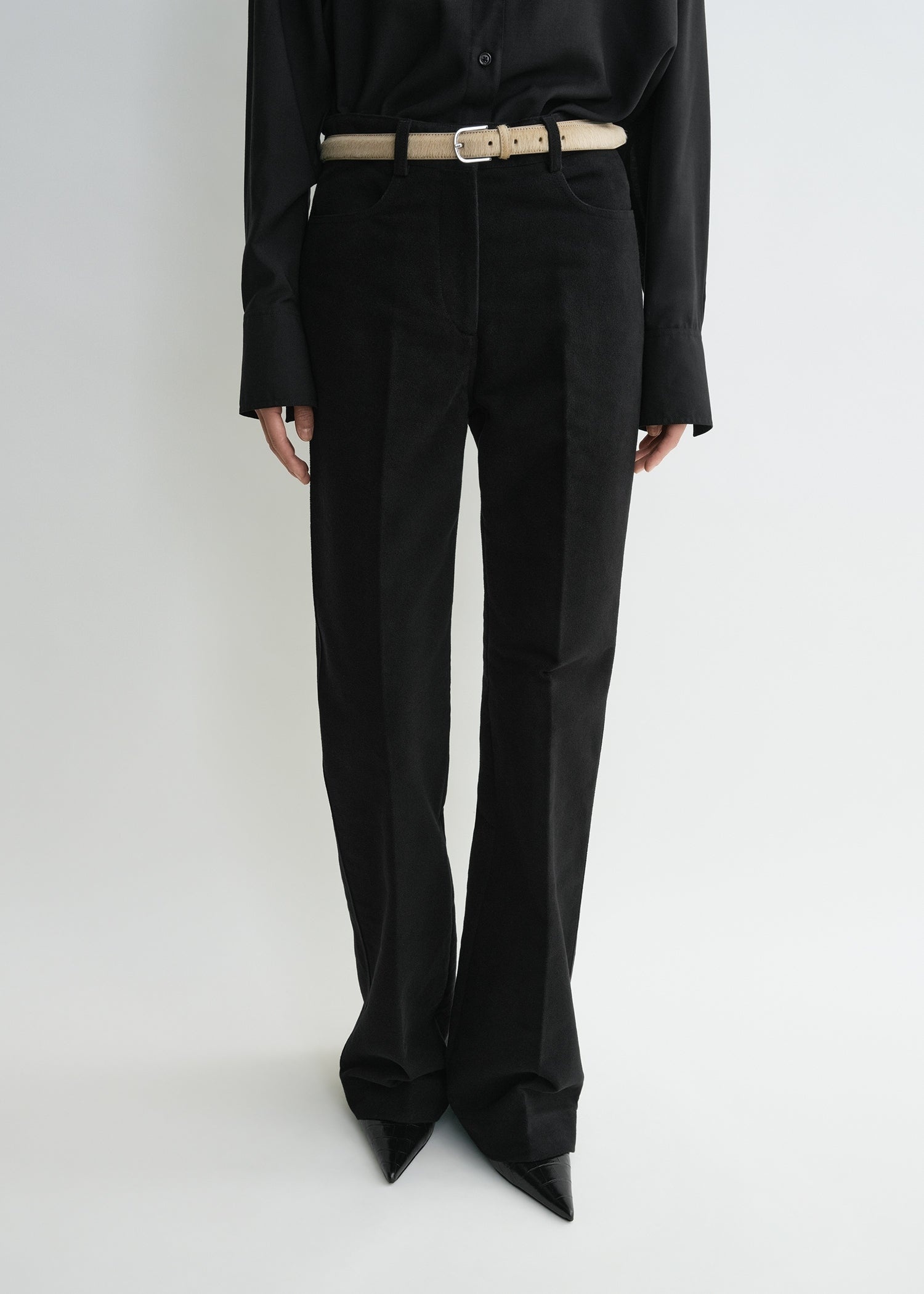 Flared moleskin trousers black - 5