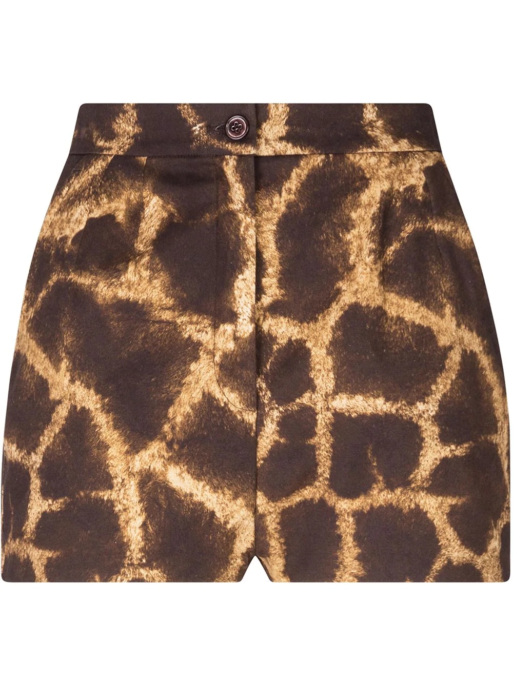 giraffe-print drill shorts - 1